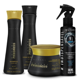 KIT 1 Shampoo Every Day Mutari Progress 240ml + 1 Mascara Every Day Mutari Progress 300g + 1 Creme Para Pentear Ed Mutari Progress 240ml + 1 #1 Indispensavel 300ml