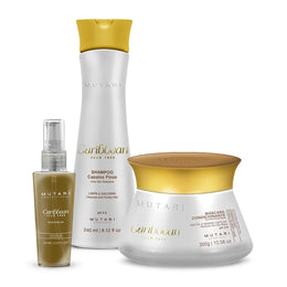 KIT Caribbean MUTARI (Shampoo 240ml + Máscara 300g + Óleo Capilar 30ml)