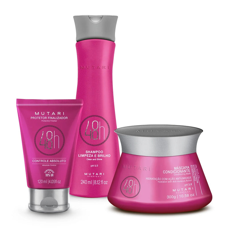 KIT 48h MUTARI (Shampoo 240ml + Máscara 300g + Protetor Finalizador 120ml)