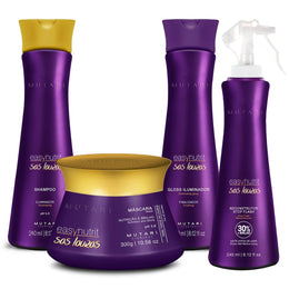 KIT SOS Louros MUTARI (Shampoo Iluminador 240ml + Máscara 300g + Leave in Gloss Iluminador 240ml + Reconstrutor Stop Flash 240ml)