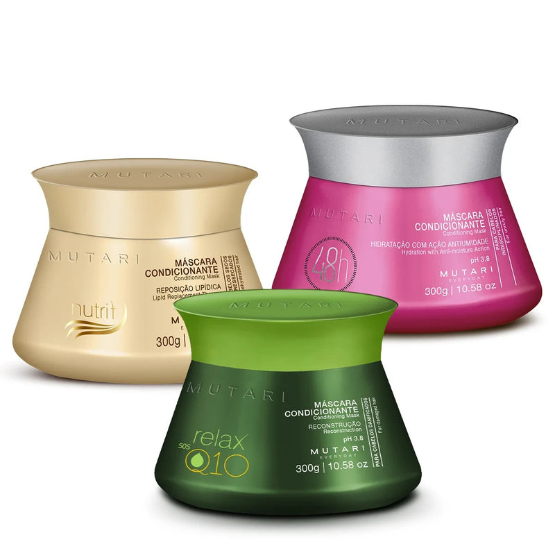 KIT Cronograma Capilar Mutari (48h + Relax + Nutrit)