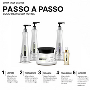 KIT 1 Shampoo MUTARI Mult Cachos 500ML + 1 Condicionador MUTARI Mult Cachos 500ML + 1 Ativador 4ABC MUTARI Mult Cachos 500ML + 1 Máscara MUTARI Mult Cachos 300G +  1 Óleo Vegetal MUTARI Mult Cachos 57ML