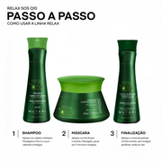 KIT Relax MUTARI (Shampoo Relax SOS Q10 240ml + Máscara Relax SOS Q10 300g + Creme de Pentear Transform Lyss 240ml)