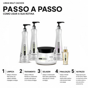 KIT 1 Shampoo MUTARI Mult Cachos 500ML + 1 Condicionador MUTARI Mult Cachos 500ML + 1 Ativador 3ABC MUTARI Mult Cachos 500ML + 1 Máscara MUTARI Mult Cachos 300G +  1 Óleo Vegetal MUTARI Mult Cachos 57ML