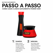 KIT 1 Shampoo Suplemento Power Hair 240ML + 1 Máscara Suplemento Capilar Power Hair 300G
