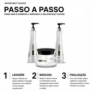 KIT 1 Shampoo MUTARI Mult Cachos 500ML + 1 Máscara MUTARI Mult Cachos 300G + 1 Gelatina MUTARI Mult Cachos 500ML